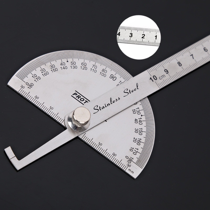 ไม้โปรแทรกเตอร์ ครึ่งวงกลม สเตนเลส ขนาด 10cm 180องศา เครื่องมืองานไม้ สำหรับงานไม้/โลหะ เครื่องชั่งแม่นยำ Measuring tool