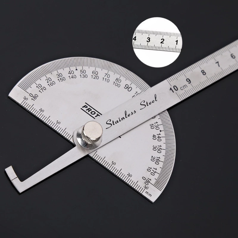 ไม้โปรแทรกเตอร์ ครึ่งวงกลม สเตนเลส ขนาด 10cm 180องศา เครื่องมืองานไม้ สำหรับงานไม้/โลหะ เครื่องชั่งแม่นยำ Measuring tool