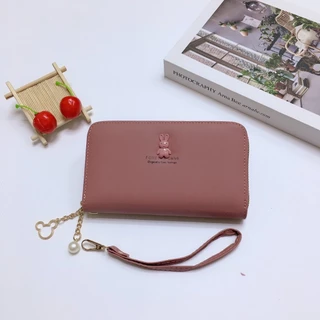 DN005#กระเป๋าสตางค์ใบกลางมีช่วงใส่บัตรงทั้งหมด4ช่อง 📌วัดสุด:หนังPU รุ่นใหม่มีสายคล้องมือทุกใบค่ะ