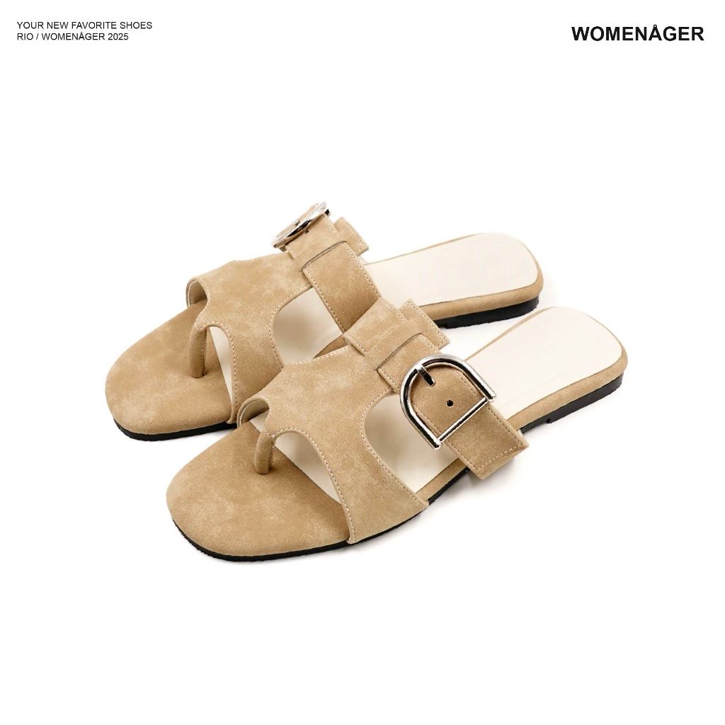 womenager - RIO Sand Suede leather รองเท้าผู้หญิง รองเท้าแตะแฟชั่น สวมใส่ง่าย