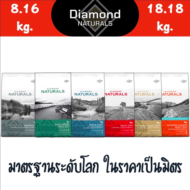 อาหารสุนัข Diamond Naturals เกรด Super Premium นำเข้าจากสหรัฐอเมริกา ขนาด  13.6 kg. - 18.18 kg.