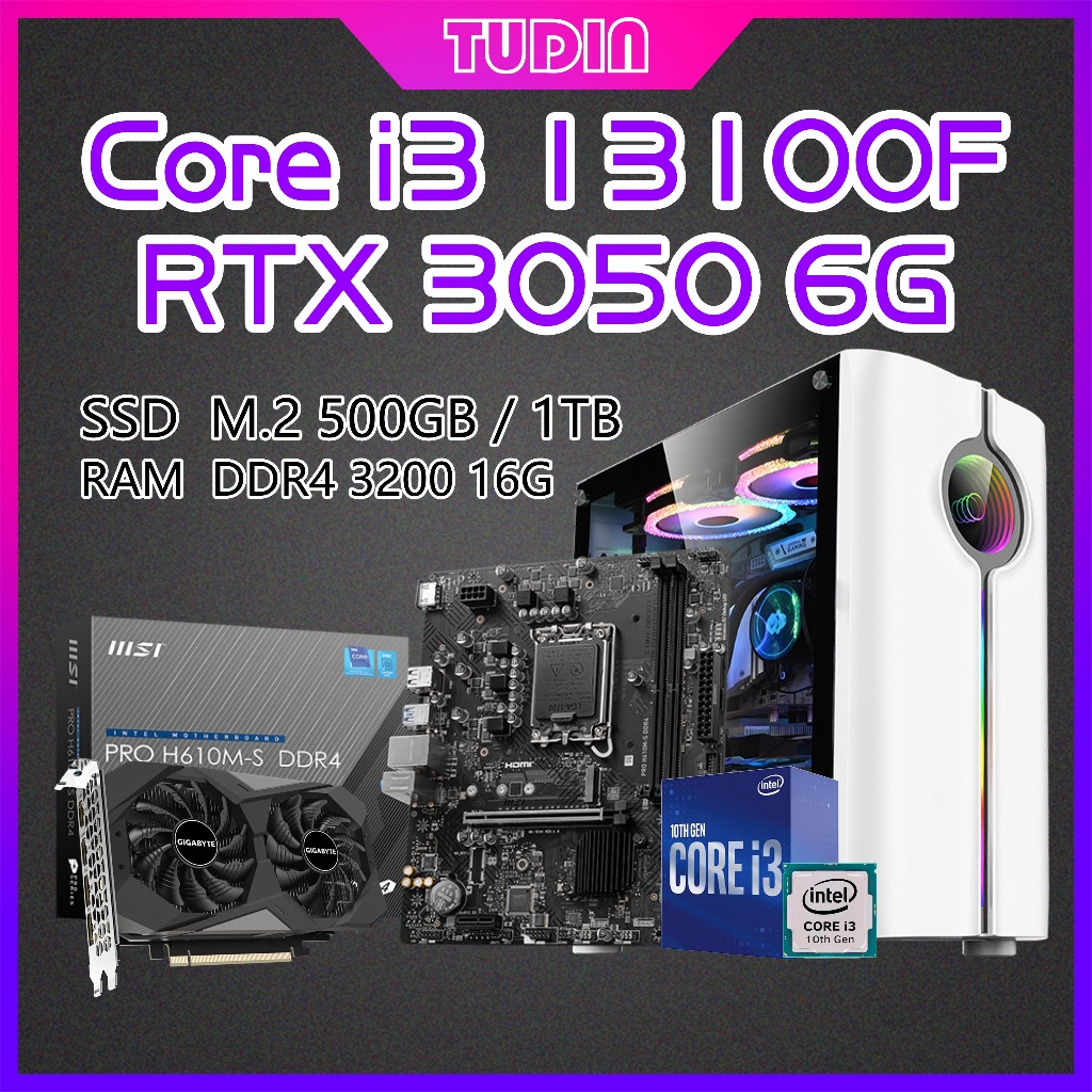 🔥TUDIN🔥New PC💥Games Office and Design computer INTEI i3 13100F/RTX 3050 6G+MSI PRO H610M-S+RAM DDR4 