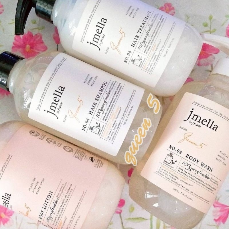 💥เก็บโค้ดส่วนลดทักเเชท💥🌸 Jmella in France Queen 5 🌸500ml (Shampoo,treatment ,lotion ,wash,) กลิ่นหอม