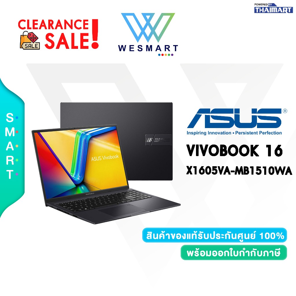 (Clearance) ASUS NOTEBOOK VIVOBOOK 16 X1605VA-MB1510WA : DEMO สินค้าตัวโชว์/ประกันศูนย์ ASUS 2Year O