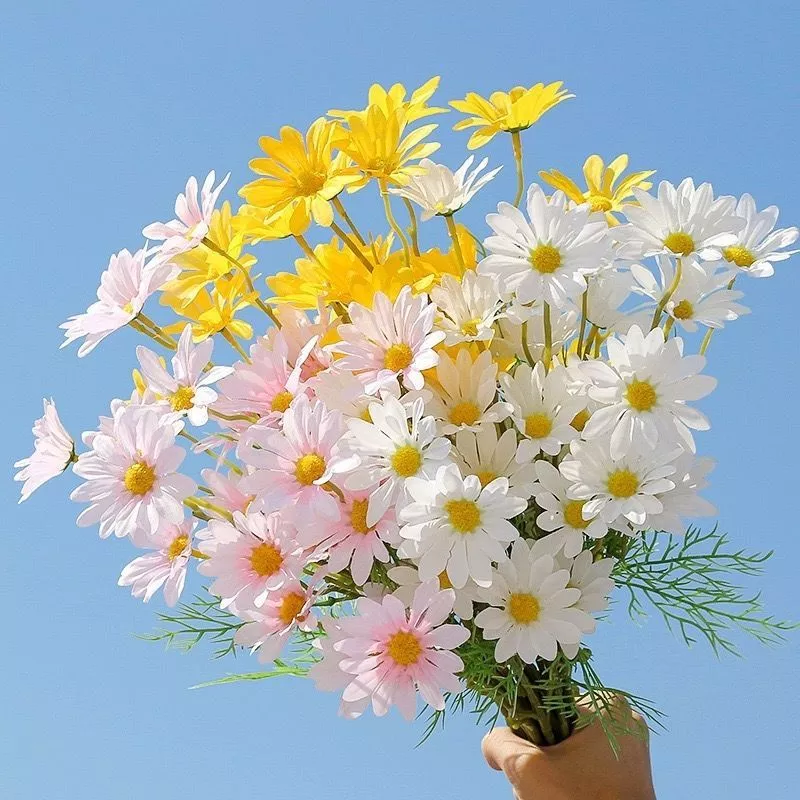 ​ดอกเดซี่ปลอม ดอกเดซี่ ผ้าไหม ตกแต่งบ้าน งานแต่งงาน ถ่ายรูป สวยเหมือนจริง​