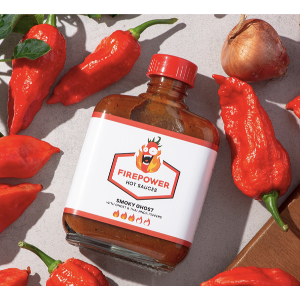 Smoky Ghost - Firepower Hot Sauce - Hot- 85ml ซอสพริกไฟเยอร์พาวเวอร์ สโมคกี้โกส เลเวล3 เผ็ดมากต.