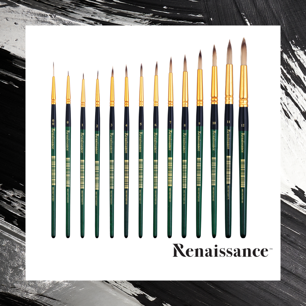 Renaissance (เรนาซองซ์) พู่กัน พู่กันสีน้ำ ชนิดหัวกลม เบอร์ 0 – เบอร์ 6 จำนวน 1 ด้าม