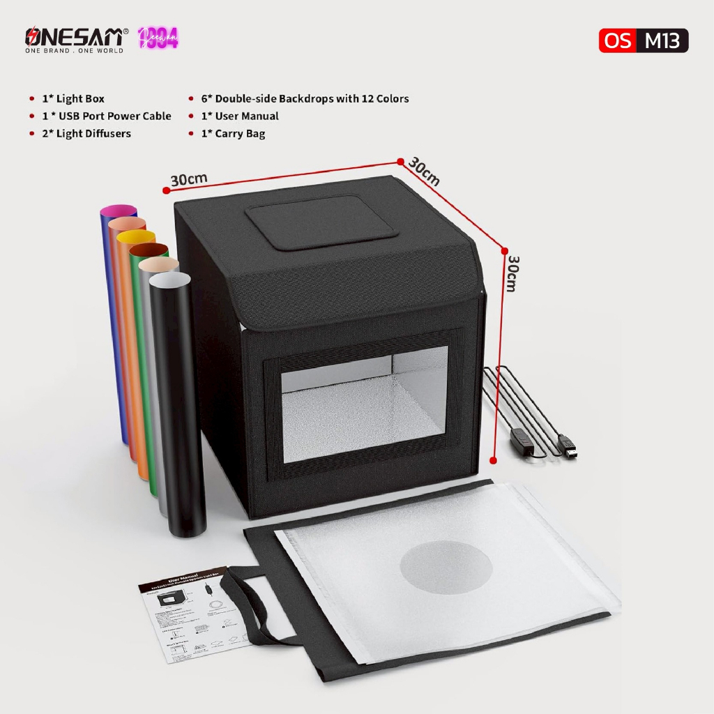 กล่องไฟ LED ONESAM รุ่น OS-m13 30cm Portable upgrade Light Box ของแท้ 100% รับประกัน 1 ปี