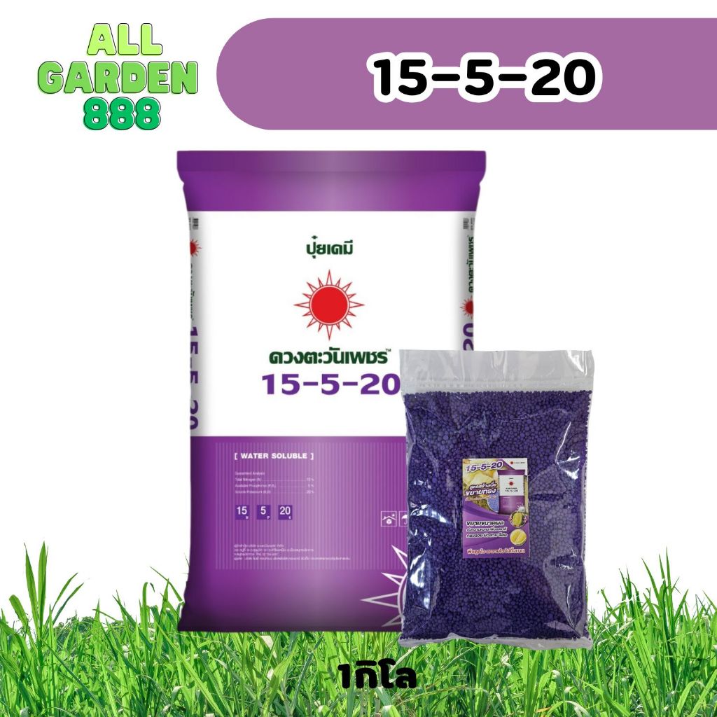 ปุ๋ย 15-5-20 ดวงตะวันเพชร สูตรขยายทรงทุเรียน ผลไม้ทึกชนิด เร่งความหวาน ขยายผล เพิ่มน้ำหนัก เนื้อแน่น