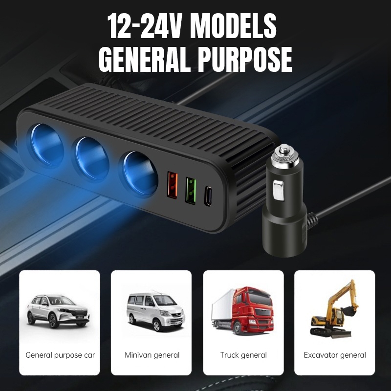 ที่ชาร์จเร็วในรถ กระทัดรัด USB-C 20W 128W พลังงานสูง 12V/24V พร้อมซ็อกเก็ต 3 ช่อง อะแดปเตอร์จุดบุหรี่ ราคา ถูกที่สุด ดีลบีเคเค แกลเลอรีภาพที่ 6