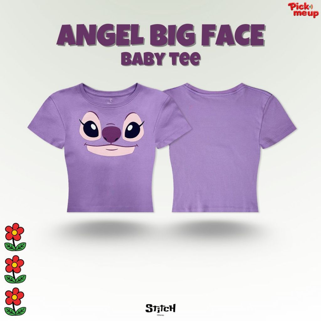 PickMeUp เสื้อยืดทรง Baby Tee พิมพ์ลาย ANGEL BIG FACE ลิขสิทธิ์ Disney