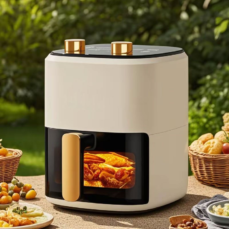 Air Fryer 8 ลิตร หม้อทอดไร้น้ำมัน 1450W ปรับอุณหภูมิและเวลาได้ มองเห็นอาหารได้ พร้อมสูตรอาหาร