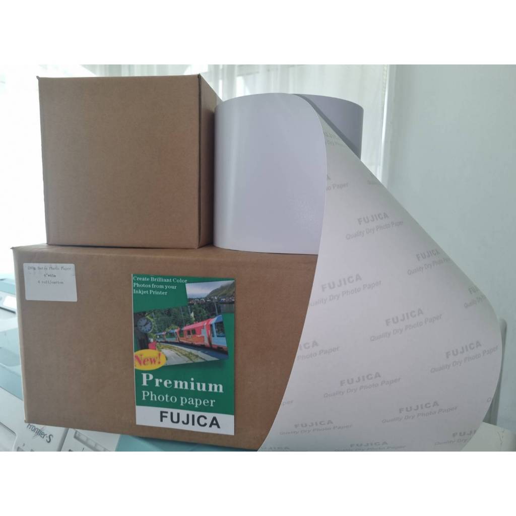 กระดาษโฟโต้ ชนิดม้วน 6 นิ้ว หนา 240g Inkjet Fujica ผิวด้าน คุณภาพญี่ปุ่น เกรดพรีเมี่ยม ยาว 65 เมตร
