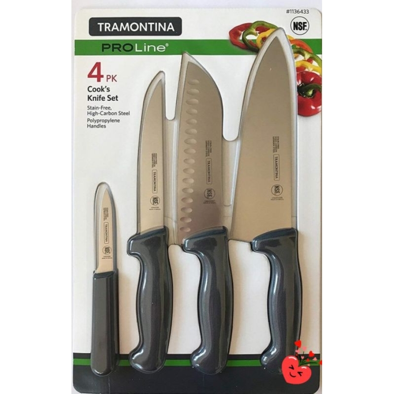 Tramontina ProLine 4 Pk Cook's Knife Set.ชุดมีดทำครัว Tramontina ProLine 4 ชิ้น.