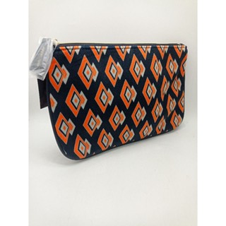 กระเป๋าเครื่องสำอางเอสเต้ผ้ากำมะหยี่ขนสั้นสีดำพิมพ์ลายสี่เหล…