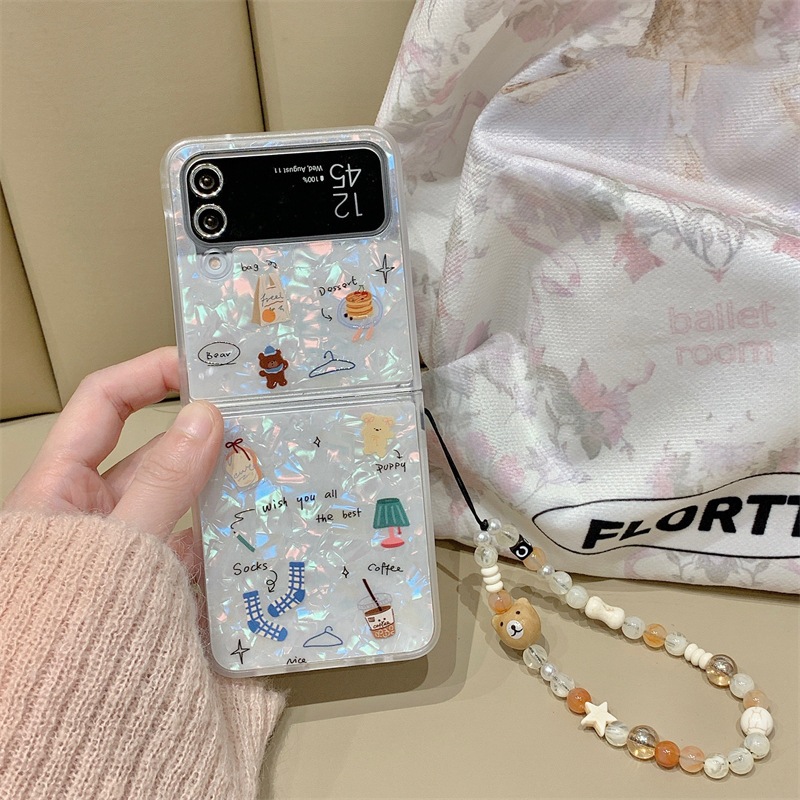 พร้อมส่งจากไทย ! เคสฟลิปหินอ่อนลายการ์ตูนแสนมินิมอล พร้อมสายคล้องมือ (2034) for Samsung Galaxy Z Flip6 Flip5 Flip4 Flip3 ราคา ถูกที่สุด ดีลบีเคเค แกลเลอรีภาพที่ 4