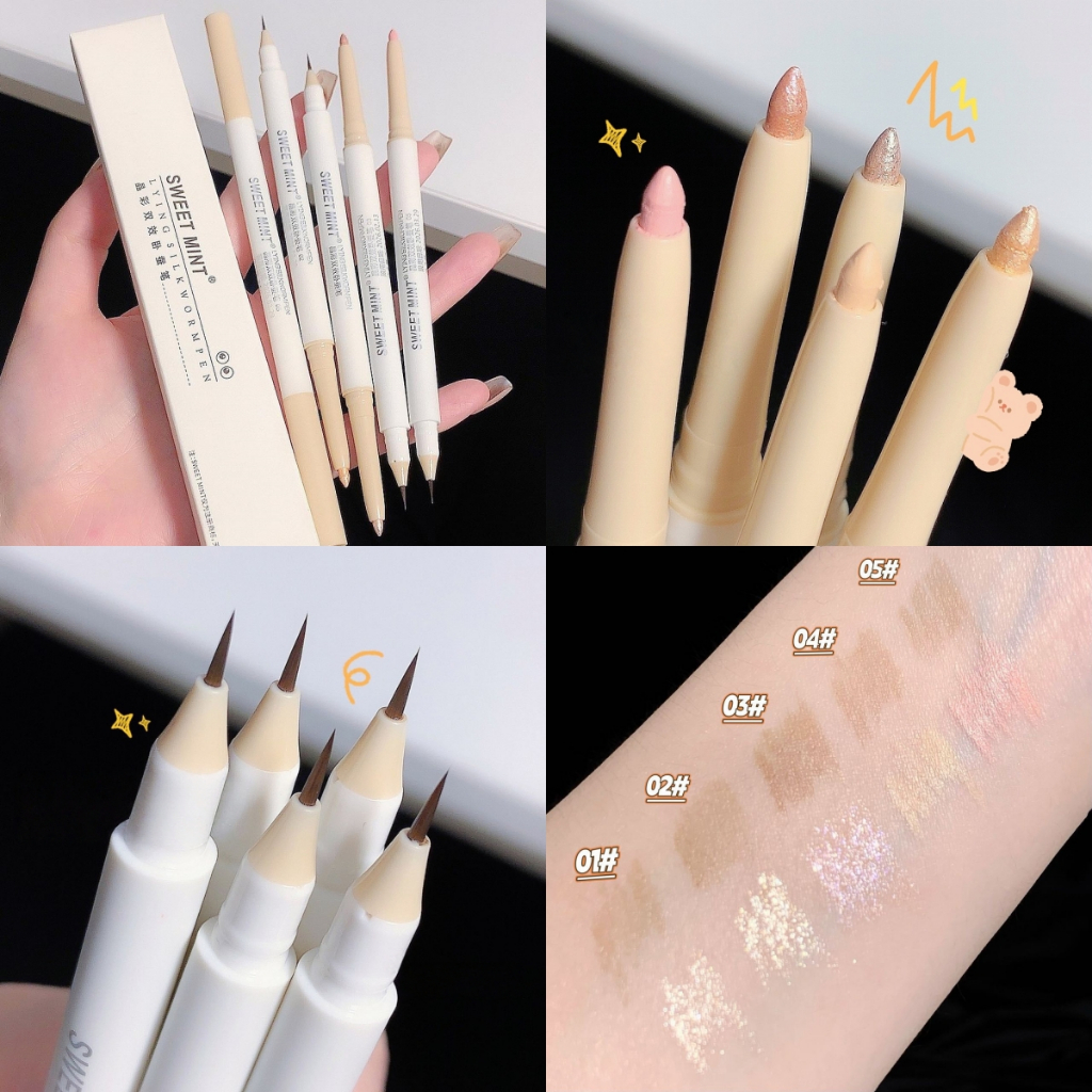 YOTAI ❤️Sweet Mint❤️ อายแชโดว์ ไฮไลท์ อายไลน์เนอร์ แบบสองหัว เนื้อแมตต์ สีสวย กันน้ํา ติดทนนาน แบบพกพา