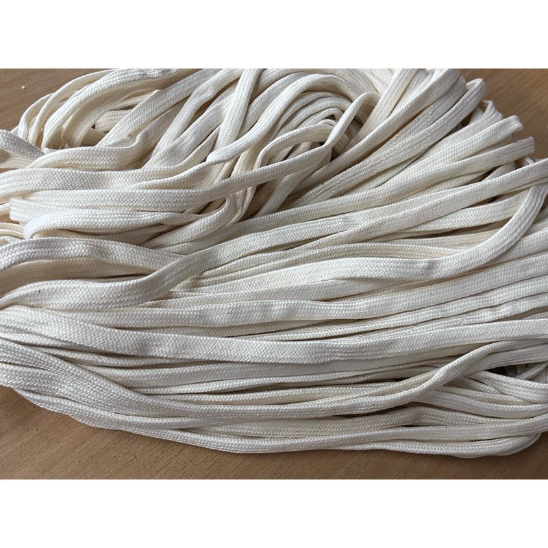 **100 หลา** เชือกถักแบน 10 มม. เชือกกางเกง เชือกผูกเอว สีครีม (TPshopping)