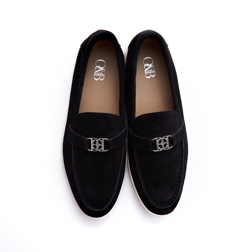 O&B รองเท้าหนังกลับ รุ่น ROMEO LOAFERS IN CHARCOAL BLACK-11218SU16674F_U5BKXX