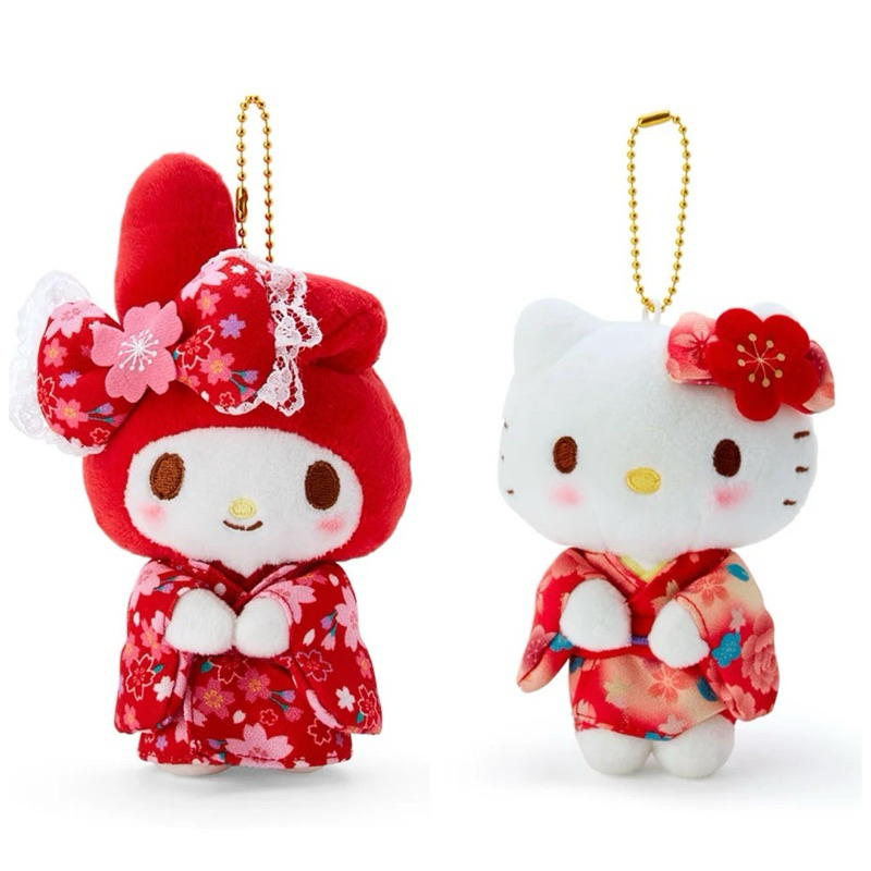 พร้อมส่ง ตุ๊กตาพวงกุญแจ mymelody kitty kimono ของแท้จากญี่ปุ่น