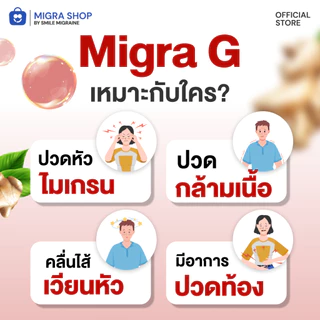 MIGRA G ผลิตภัณฑ์สารสกัดจากขิงและขมิ้นลดปวดไมเกรน