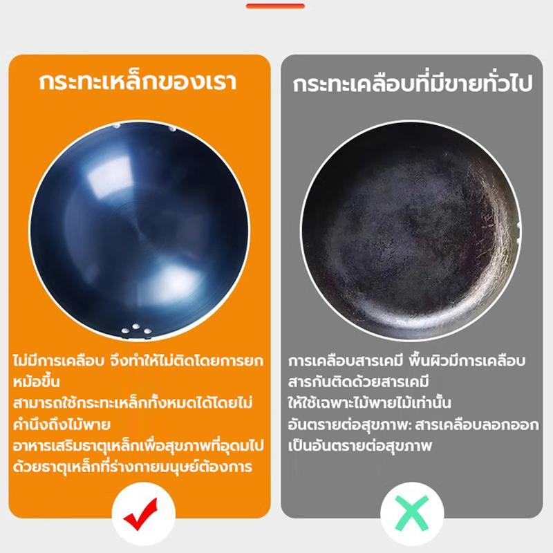 กระทะเหล็กเผาไฟ แถมตะหลิว กระทะผัด กระทะทอด กระทะจีน รูปที่ 2