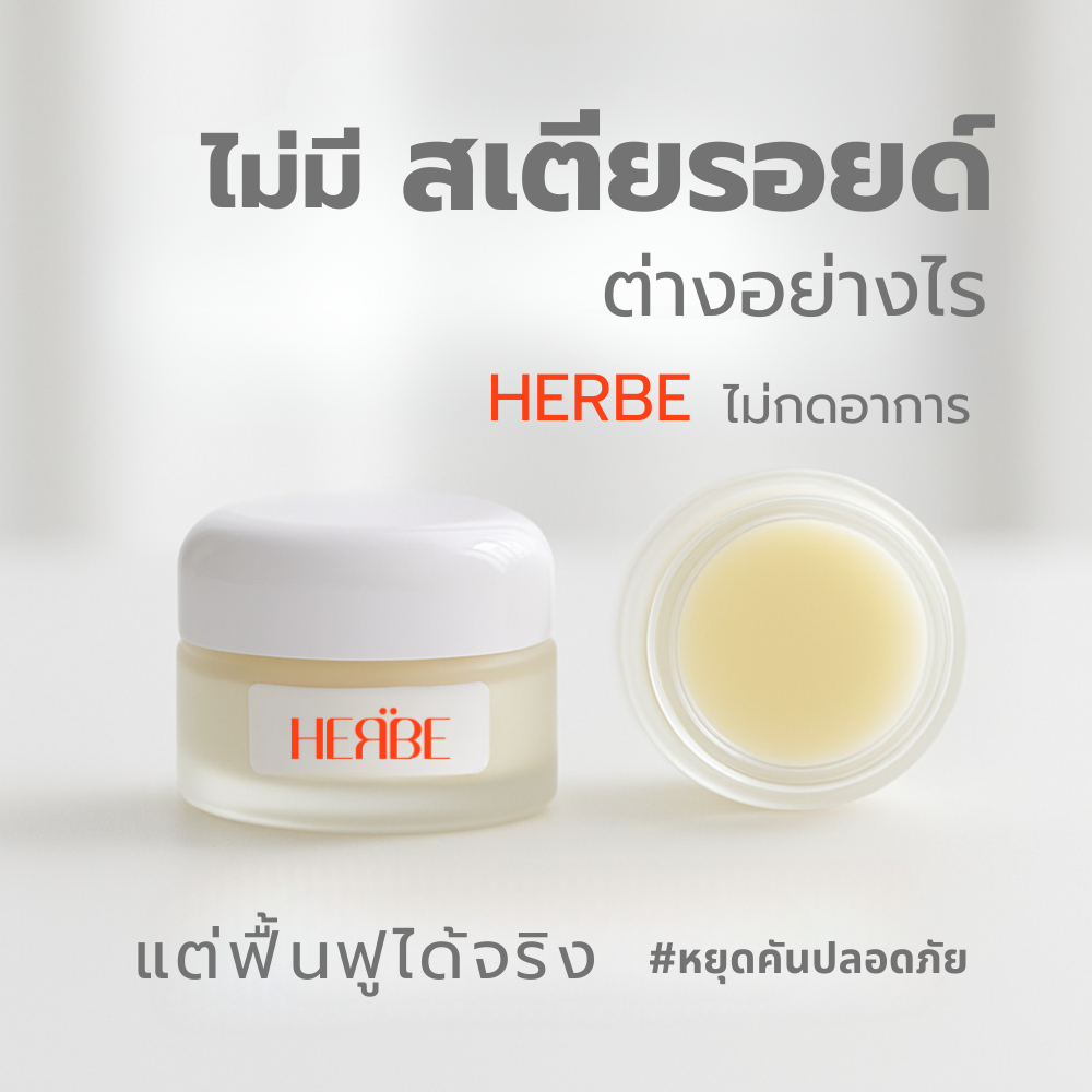 ส่งทันที   HERBE บาล์ม ลดคันใต้ร่มผ้า ไม่มีสเตียรอยด์  | อ่อนโยน ไม่แสบ ไร้สารเคมี 12g. ราคา ถูกที่สุด ดีลบีเคเค แกลเลอรีภาพที่ 5