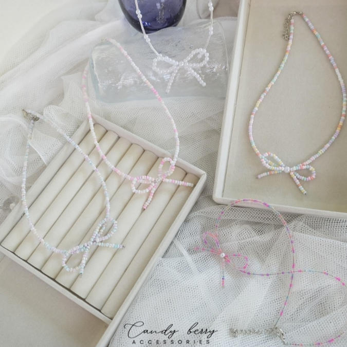 CandyBerry Accessories สร้อยคอลูกปัดโบว์มินิมอล ประกอบงานด้วยวัสดุเกรดคุณภาพ No.CN-003