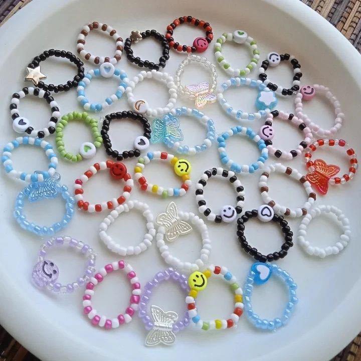 🌸ใส่ตรงสายรัดรองเท้านักเรียนได้🌸รวมแหวนน่ารักโทนม่วง,ฟ้า,ชมพู สุ่มลาย