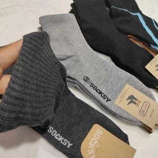 ถุงเท้าใสทำงาน ข้อกลาง ป้าย(socksy) สีดำ คละสี คละลาย สีเทาเข้ม สีเทาอ่อฟรีไซส์ช12 คู่ 6 คู่