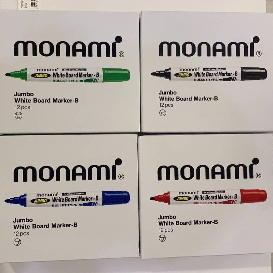 ปากกาไวท์บอร์ดโมนามิ monami จัมโบ้ แพ๊ค 12 ด้าม กล่องละสี มีให้เลือก 4 สี