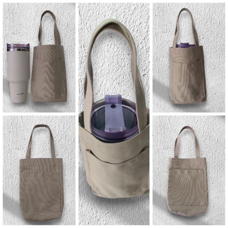 กระเป๋าผ้าแคนวาส ผ้าฝ้ายพิมพ์ลาย และผ้าอื่นๆ กระเป๋าใส่แก้วน้ำ แบบพกพา หรือ จะใส่มือถือ ของเล็กๆน้อยๆก็ได้