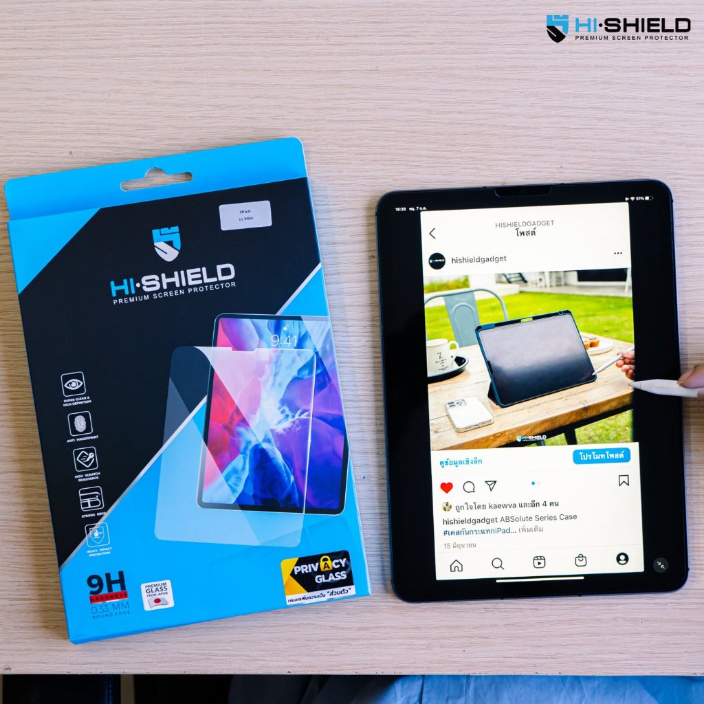 >ส่งด่วน< Hishield ฟิล์มกระจก For iPad Air / Pro / ใส / ด้าน / ถนอมสายตา / กันเสือก / PaperLike / PaperLike Glass - รูปที่ 3
