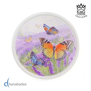ที่รองแก้วซับน้ำ King Coaster จานรองแก้วดูดน้ำ ลายผีเสื้อ Butterfly ceramic coaster ของฝาก