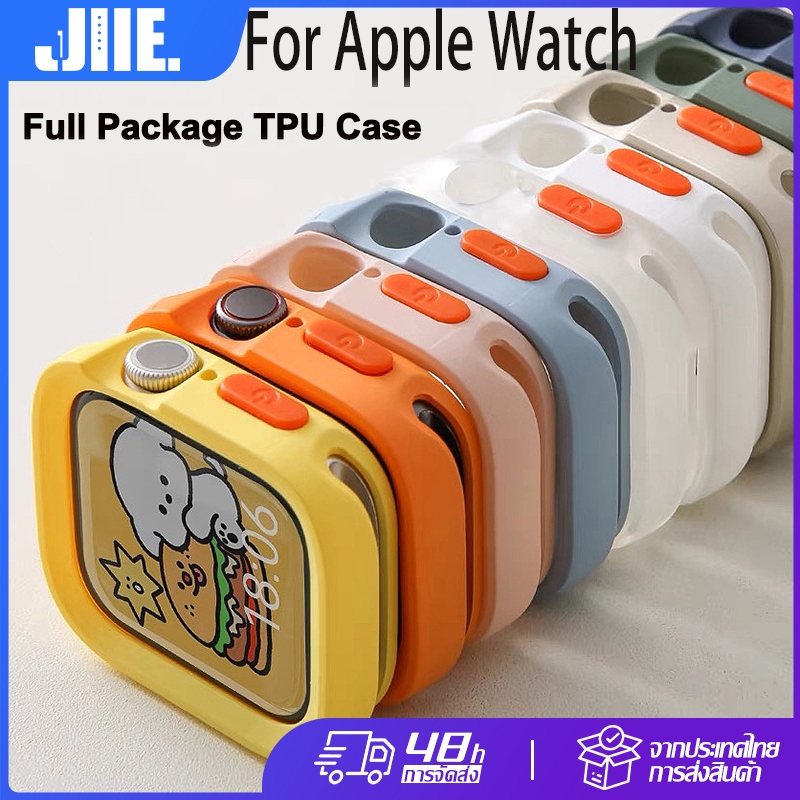 สำหรับ Apple Watch 1/2/3/4/5/6/SE/7/8/9 Ultra สายซิลิโคน TPU กรณีป้องกันการลดลง Frosted ไล่ระดับสีป้องกันเชลล์