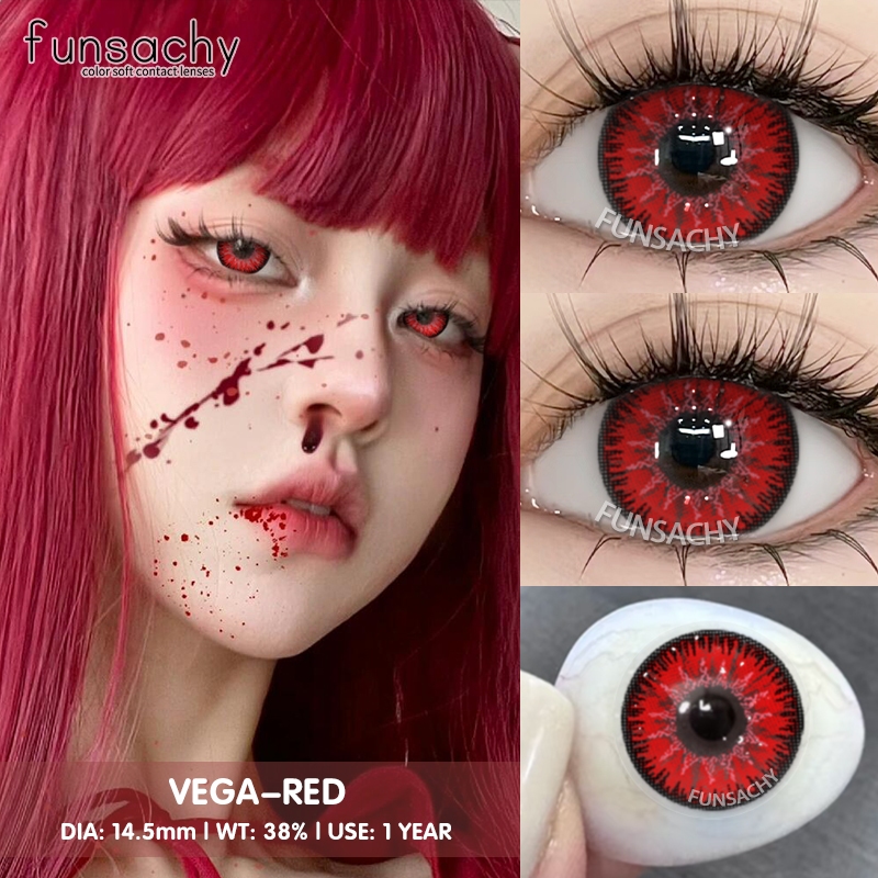 {COD}คอนแทคเลนส์สีคอสเพลย์ Funsachy 1คู่ 14.5mm สีดำ เลนส์สีขาว คอนแทคเลนส์สีแฟชั่น ปาร์ตี้คาร์นิวัล - รูปที่ 5