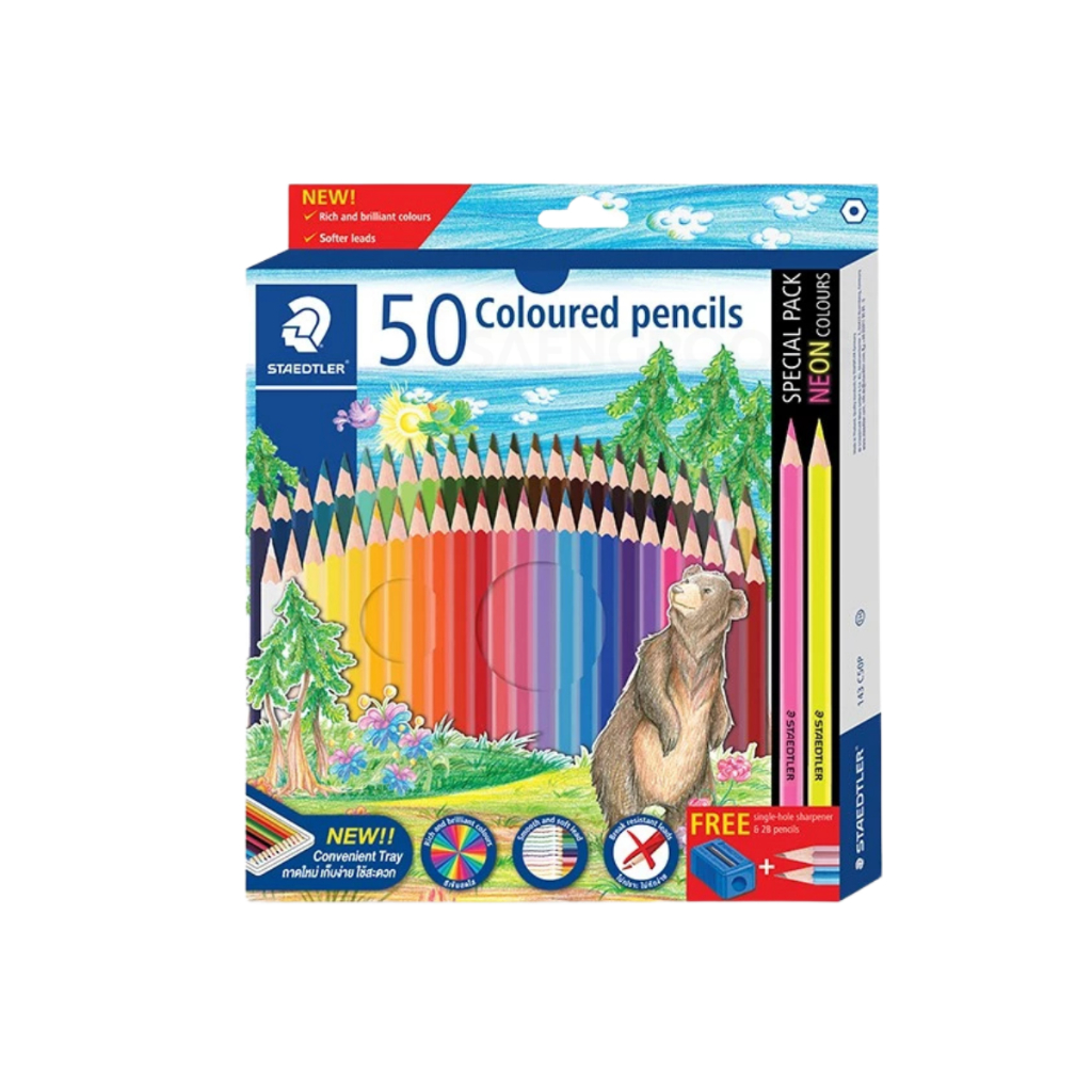 สีไม้ลายหมี รุ่น 143 12สี, 24สี, 36สี, 50สี ยี่ห้อ Steadler 1กล่อง - รูปที่ 2