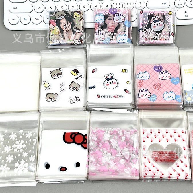 😍COD😍ถุงฝากาว ใส่คุกกี้ ใส่ขนม 7*7 (100 ใบ) ลายน่ารัก ถุงแก้วลายการ์ตูน