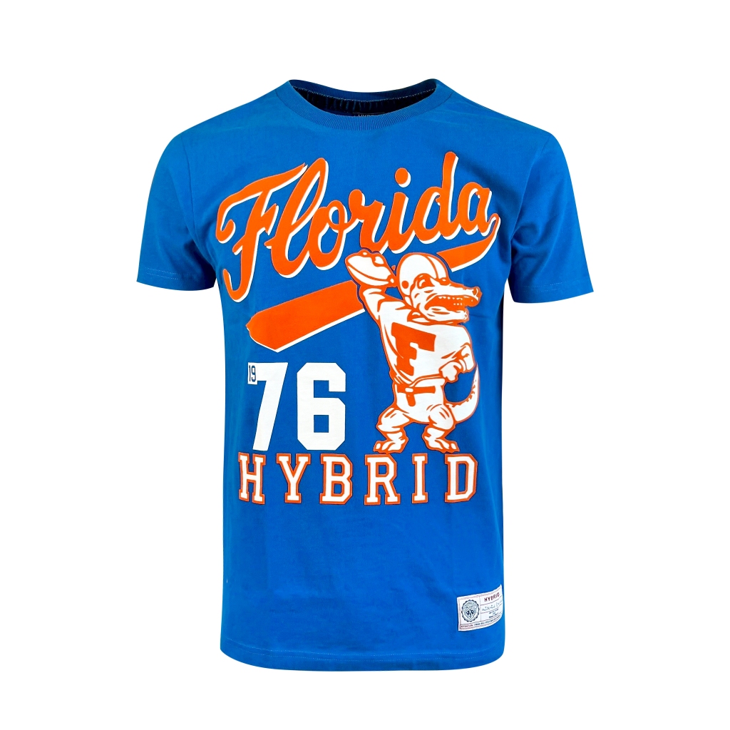 Hybrid T-Shirt Men ไฮบริดเสื้อยืดชายแขนสั้น สีฟ้าเข้ม (Electric Blue) MTS-1408BU เสื้อยืดแนวอเมริกันวินเทจ