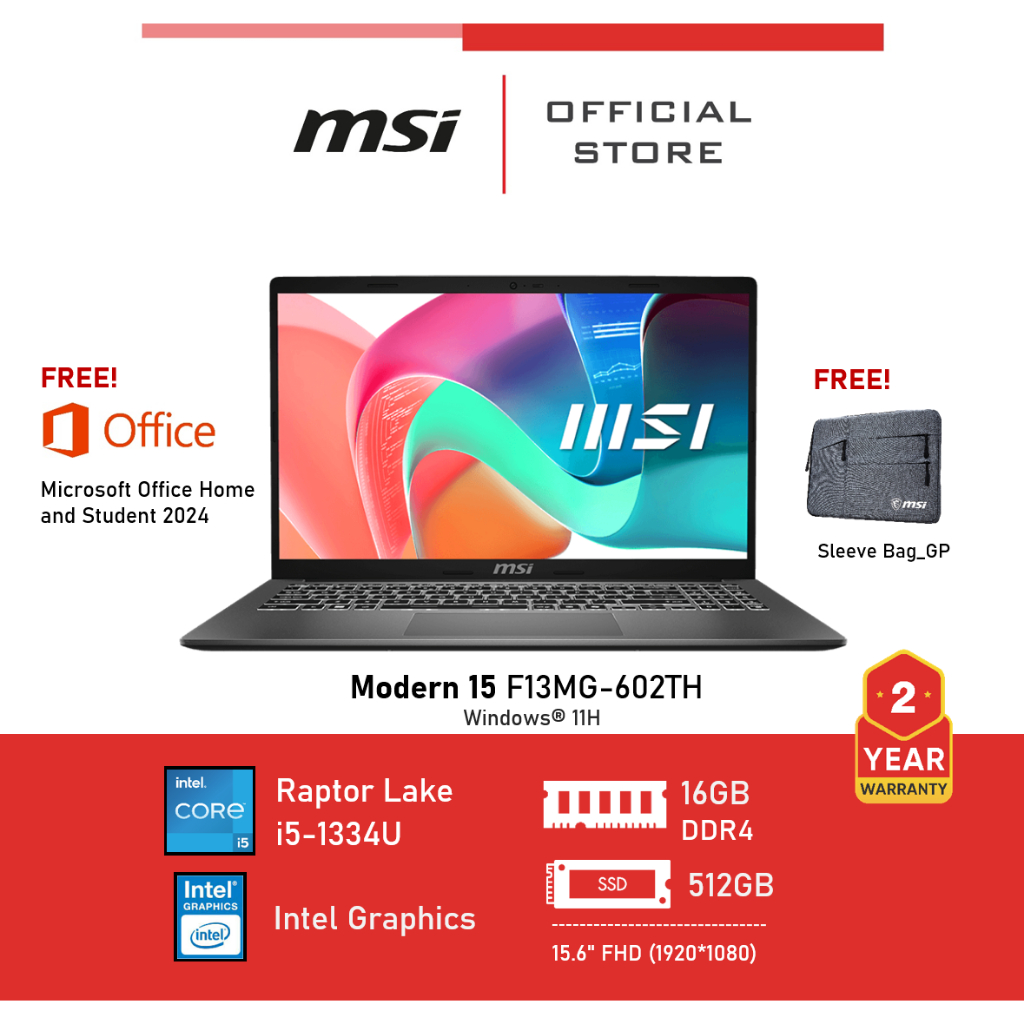 MSI Modern 15 F13MG-602TH (Iris Xe Graphics) Laptops