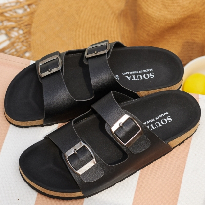 🕶The Classic - Souta รองเท้าแตะวินเทจ สไตล์ไบเก้น รวมรุ่นดำล้วน🕶 >> minimal >> ไซส์35-45*ลด1ไซส์*
