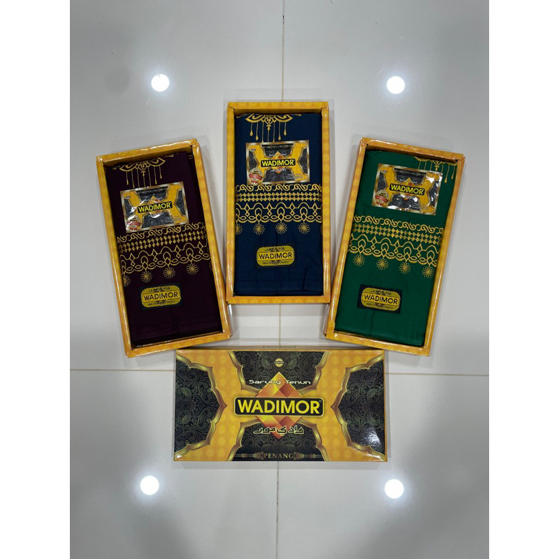 ผ้าโสร่งผู้ชาย ตราWADIMOR ลายปักด้ายทอง สีสวยๆ ผ้าไม่ลื่น เย็บแล้ว พร้อมกล่อง