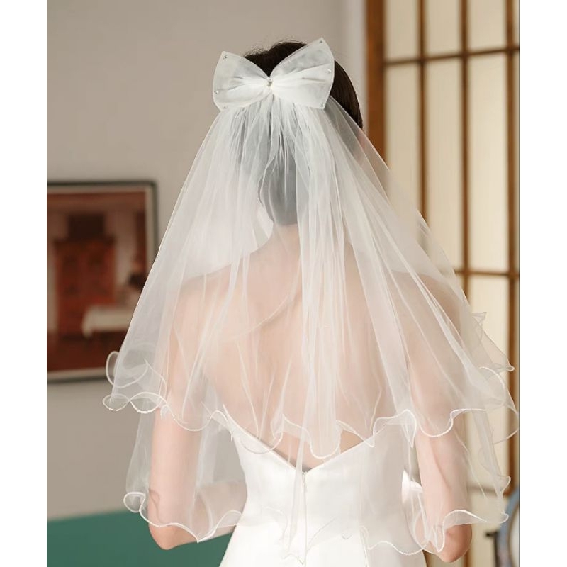 Veil Prewedding เวลเจ้าสาว ที่ติดผมเจ้าสาว หวีสับติดแน่น (ผ้าคุณภาพดี ทรงสวย รีดได้) VP1