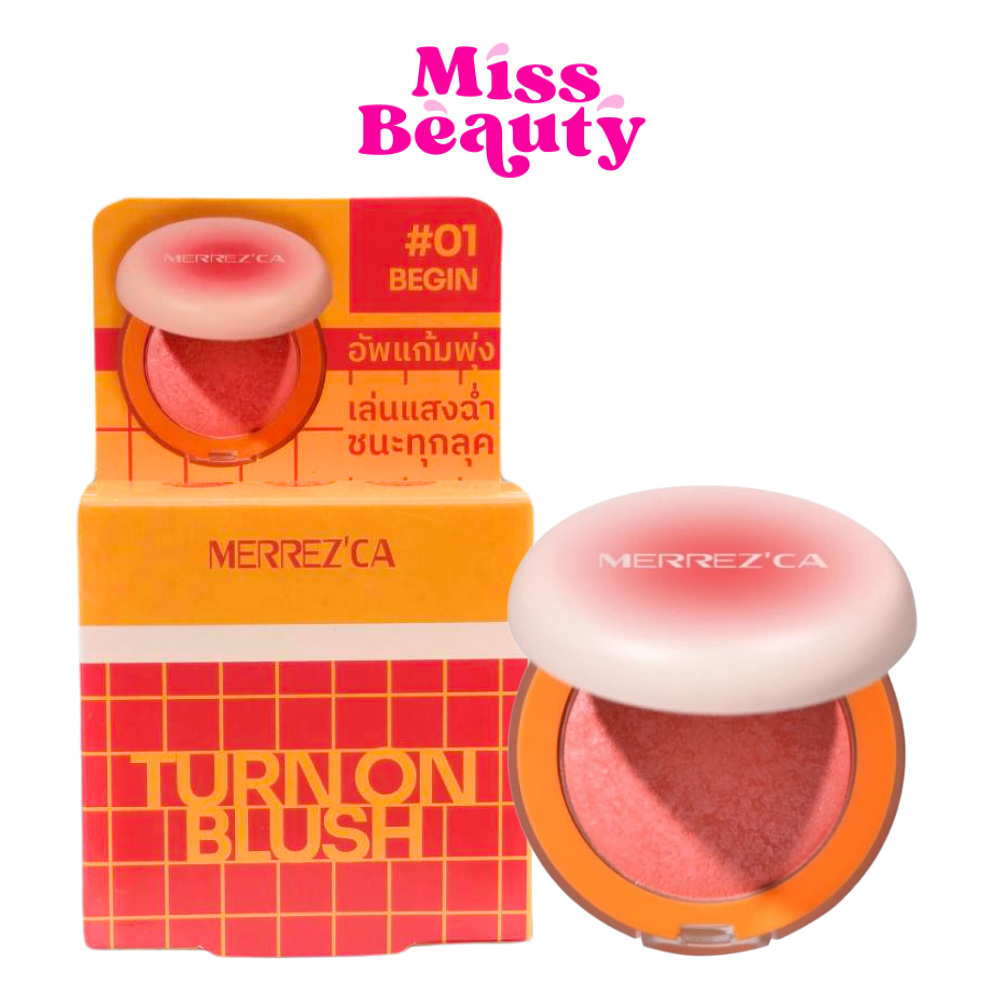 (ตลับ) Merrezca Turn On Blush เมอร์เรซกา เทิร์น ออน บลัช บลัชออนเนื้อโกลว์เปิดไฟให้ผิว 9 กรัม