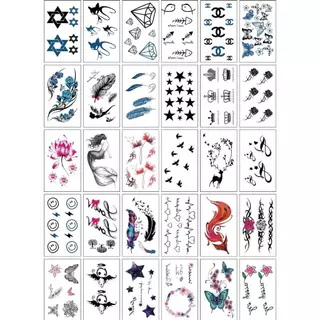 แทททู (รวมลาย) ใช้น้ำสำหรับติดบนผิว ขนาด6*10ซม 1ชุดมี30แผ่น