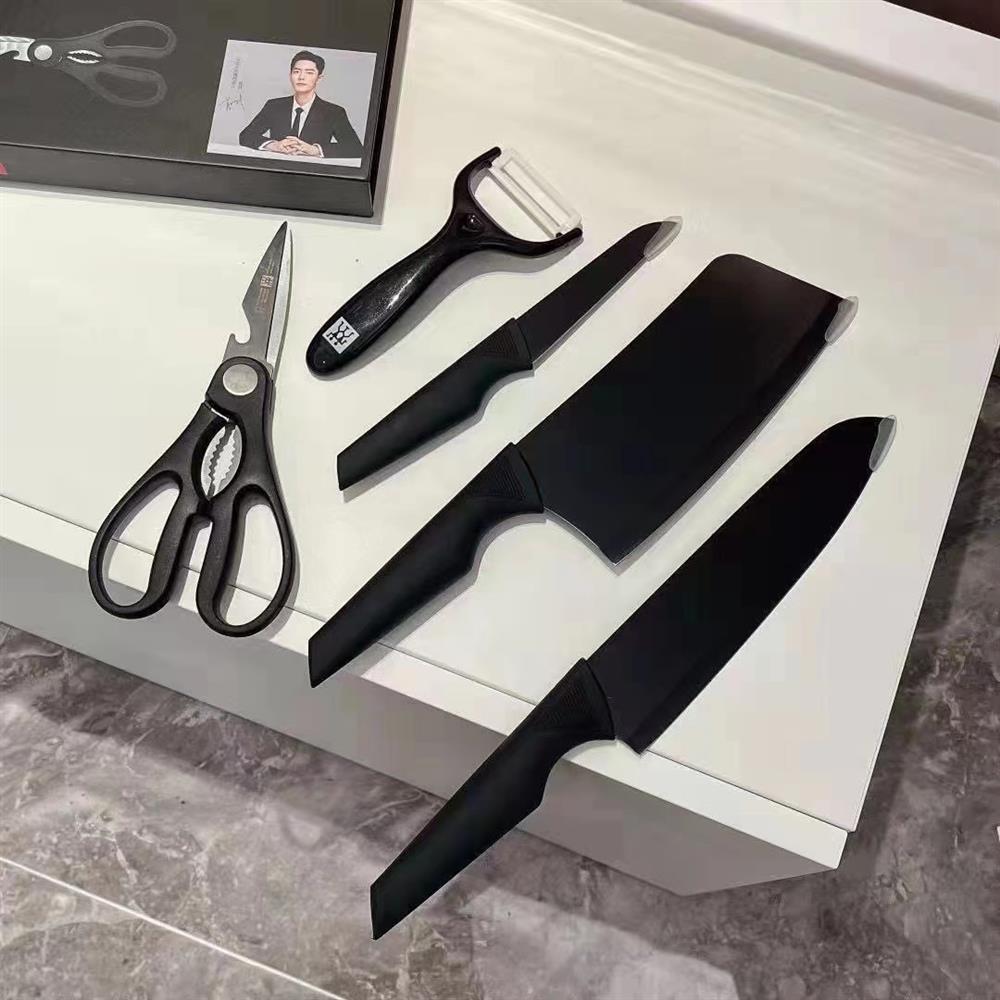 German Zwilling knife set kitchen black knife five-piece set home fruit knife slicing knife kitchen 