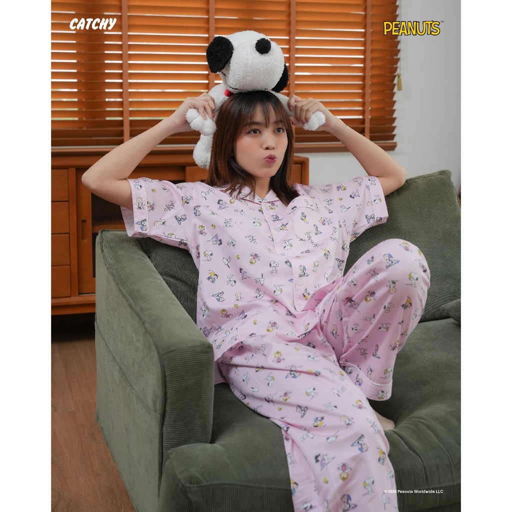 CATCHY x PEANUTS ชุดนอน ลายสนูปปี้ Snoopy ลิขสิทธิ์แท้ ผ้าคอตต้อนพรีเมี่ยม Snoopy Pajamas