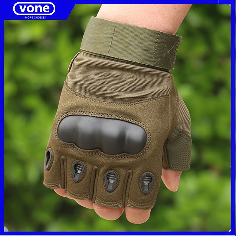 💪ถุงมือยุทธวิธีขี่กลางแจ้งกีฬาออกกำลังกายฮาร์ดเชลล์ครึ่งนิ้วถุงมือ🔥