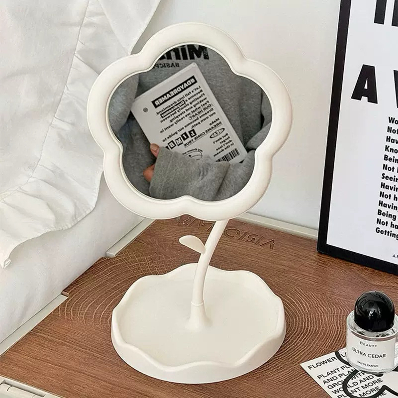 kingshopping（3601）กระจกดอกไม้ตั้งโต๊ะ มีความกะทัดรัด น้ำหนักเบา หมุนได้ 360° - 2