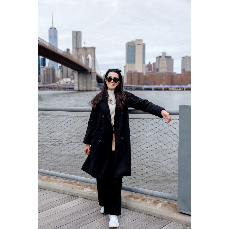 MyWay Brand : Zimata Coat เสื้อโค้ทตัวยาว เสื้อคลุมสีครีม ฟ้า ชมพู ดำ น้ำตาล - รูปที่ 2